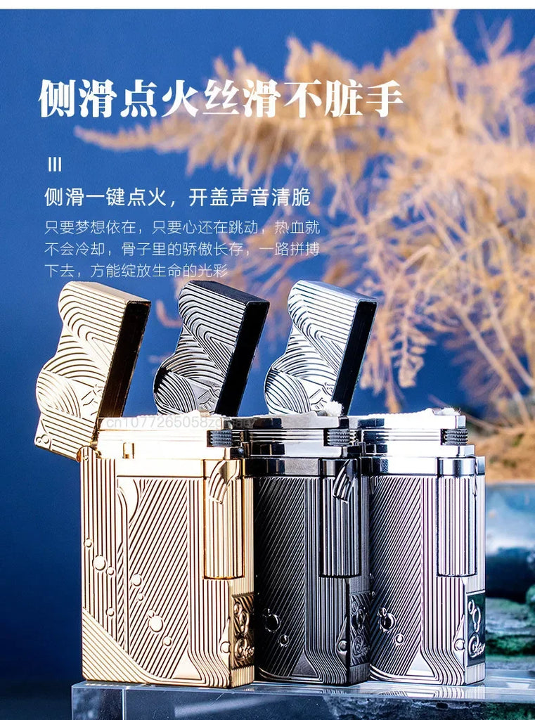 ROWENTA Sanji Same Style Loud Voice Kerosiene Lighter Side Pulley Ignition Fashionable Exquisite Collection Gift Lighters