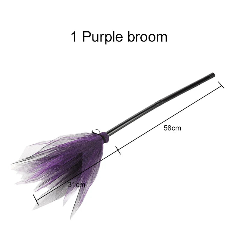 Wizard Hat / Witch Broom Halloween Party Decoration Festival Gathering Supplies Masquerade Prop Cosplay Costume Accessories TMZ