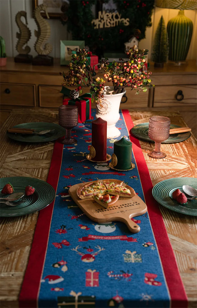 Christmas Snowflake Decoration Table Runner Jacquard Dining Cloth New Year Gift Winter Home Rustic Decor Bed Tail Flag Cover