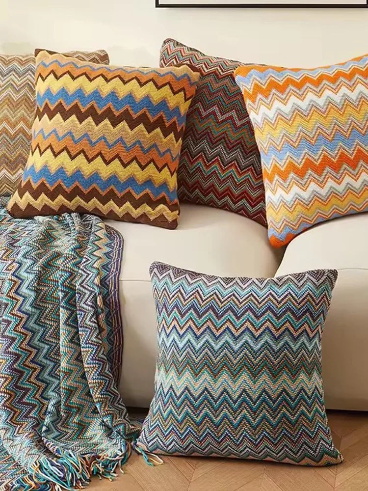 Bohemia Knitted Cushion Cover Soft Striped Pillow Case 45cm*45cm for Home Decoration Living Room Bed Room Pillow Cover Drop Ship