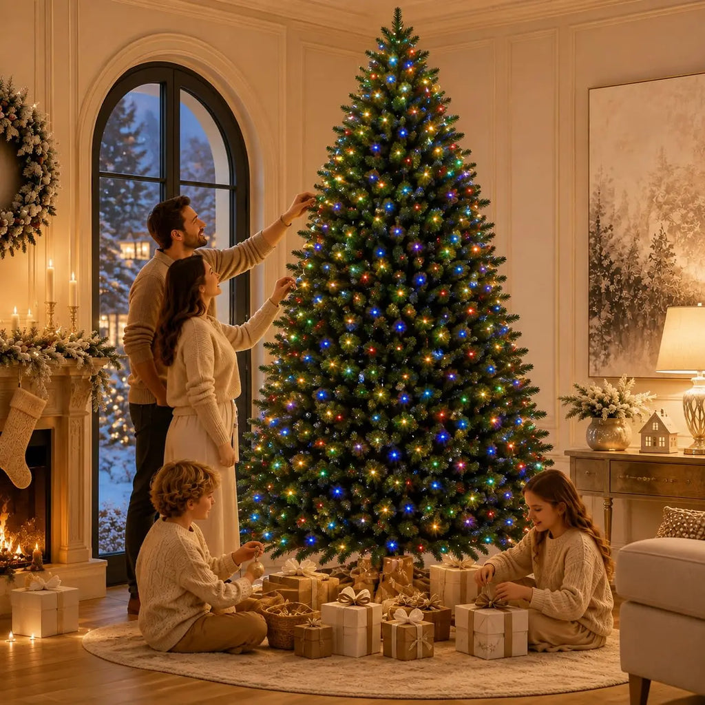 GAOMON 7.5 FT PE PVC Artificial Christmas Tree, Full Green Mixed Branches