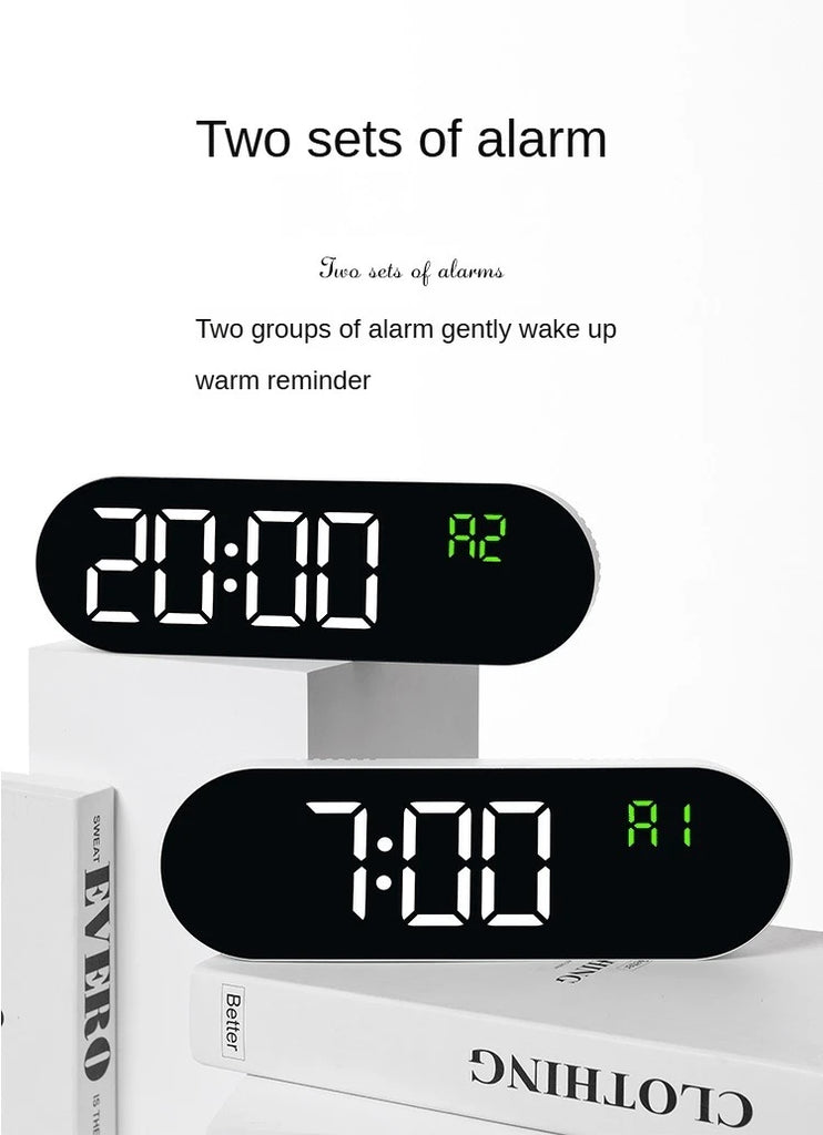 Large Digital Wall Clock Temperature and Date Week Display Electronic LED Table Alarm Clocks Brightness Adjustable 12/24H Format