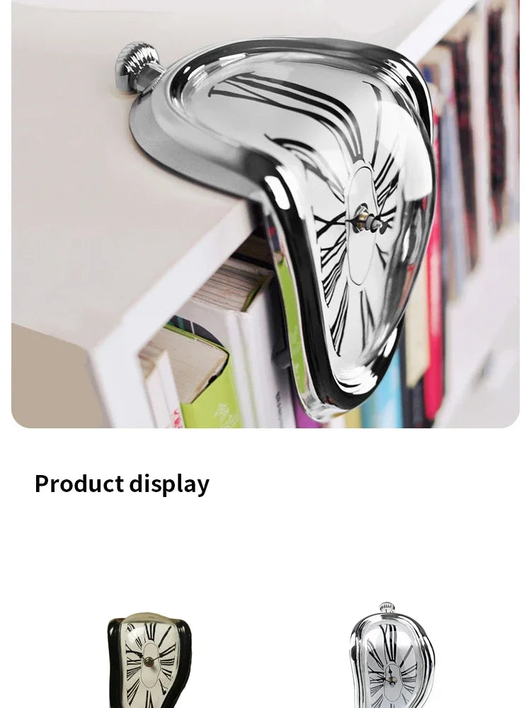 Surreal Melting Clock Silent Melted Wall Clock Salvador Dali Style Wall Watch for Decorative Home Office Shelf Desk Table Gift