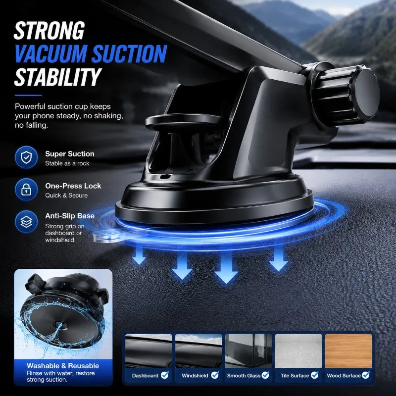 2-in-1 Universal Car Phone Mount for phone 4-6.5 inches