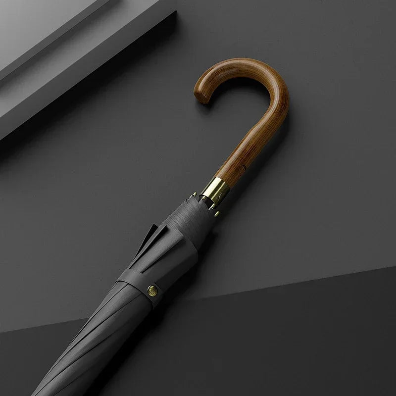 New Wooden Long Handle Luxury Umbrella Men Women, Outdoor 8 Bones Big Golf Rain Umbrella Windproof Strong, 120cm Diameter