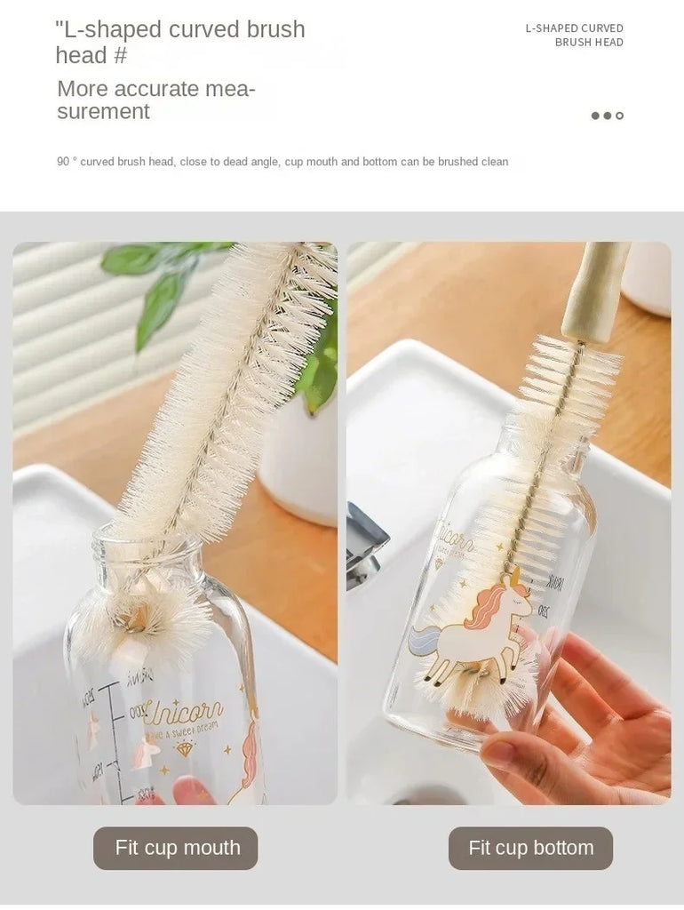 Kitchen Cleaning Tool Drink Bottles Glass Scrubbers Cleaning Brush Wooden Bottle Cleaning Brush With Long Handle For Baby Bottle