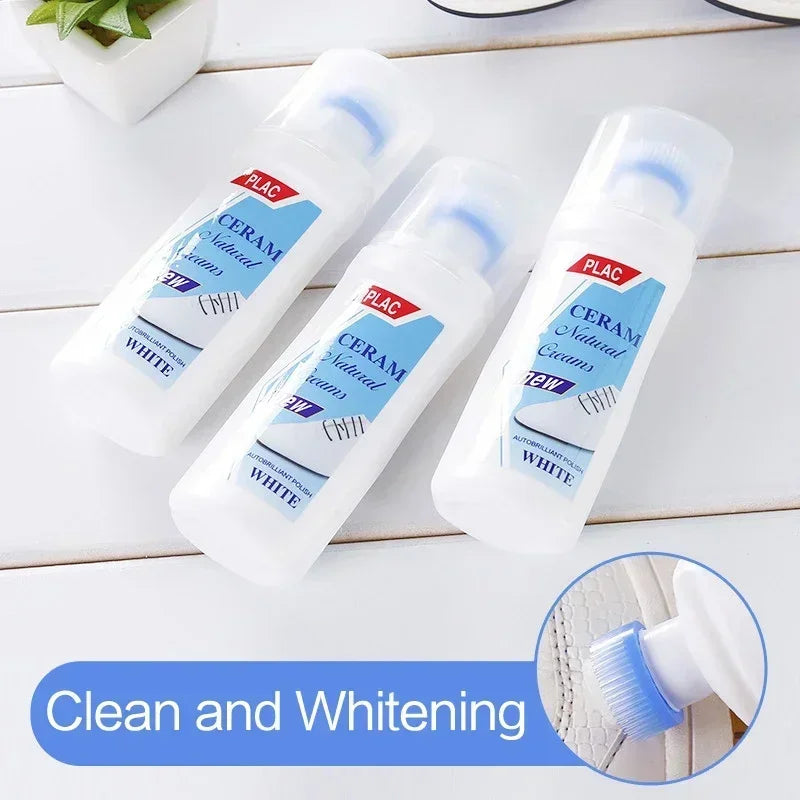 100ml White Shoes Stain Remover Whitening Cream-All-Purpose Cleaning Gel with Brush for Sneakers Leather Shoes without water rin