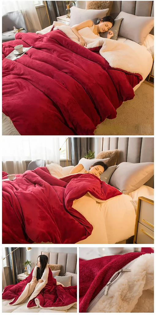 Wool Throw Blanket Keep Warm Winter Bed Blankets Double Sided Queen Duvet Cover Camping Double Bed Cover Bedspread On The Bed