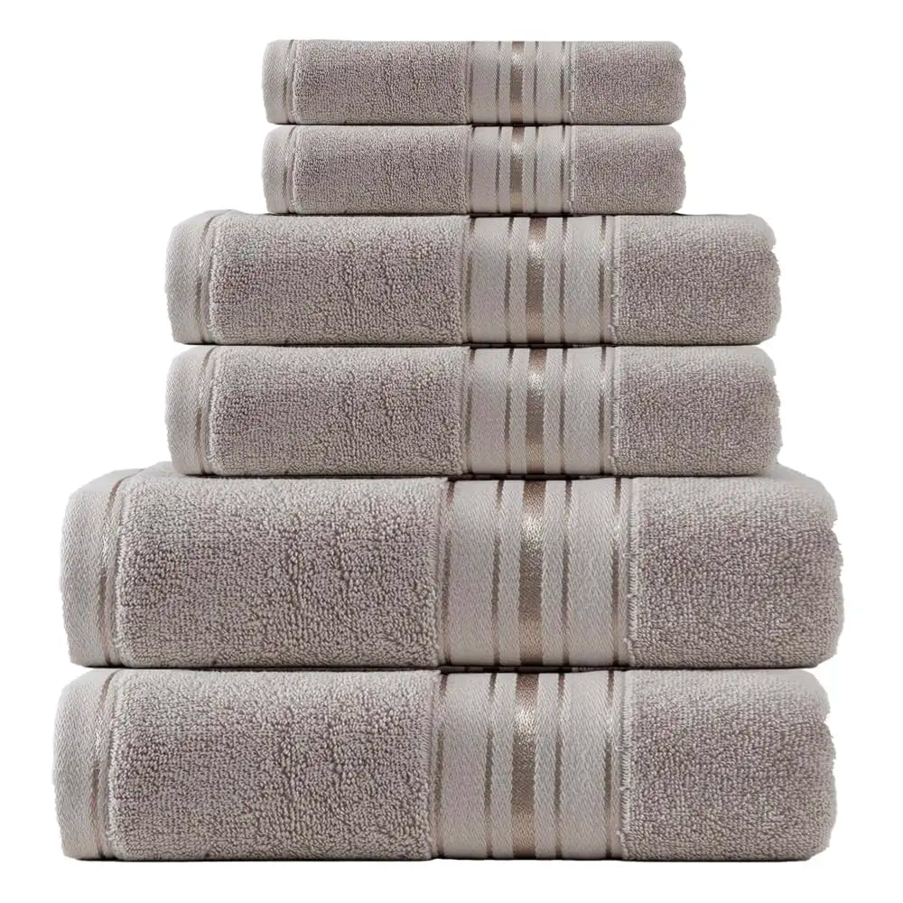 Luxury 6 Piece Towel Set, 2 Bath Towels 2 Hand Towel 2 Washcloths, 600 GSM 100% Cotton Turkish Towels for Bathroom, White Towel Sets