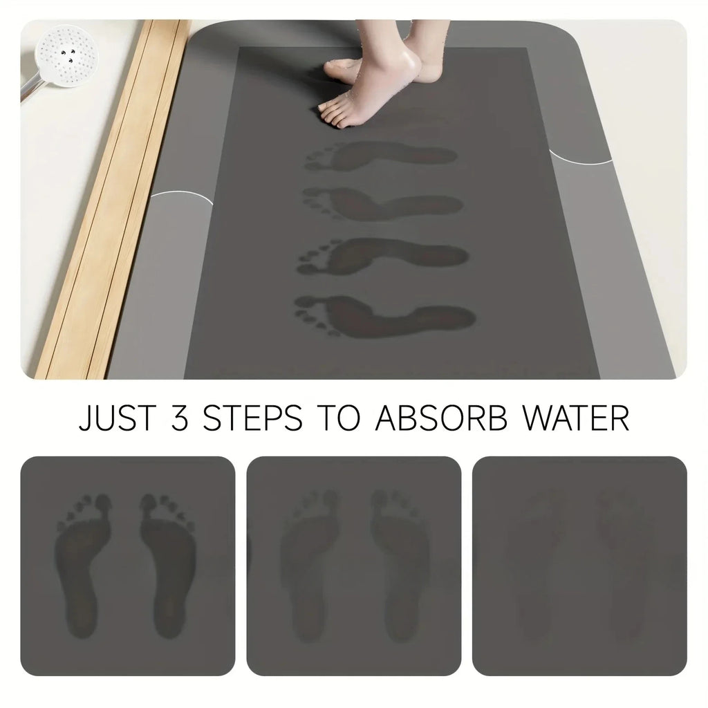 Diatomaceous Earth Bath Mat, Super Absorbent Non‑Slip Fast Drying Floor Mat for Shower Bathroom Bedroom Kitchen Laundry RV