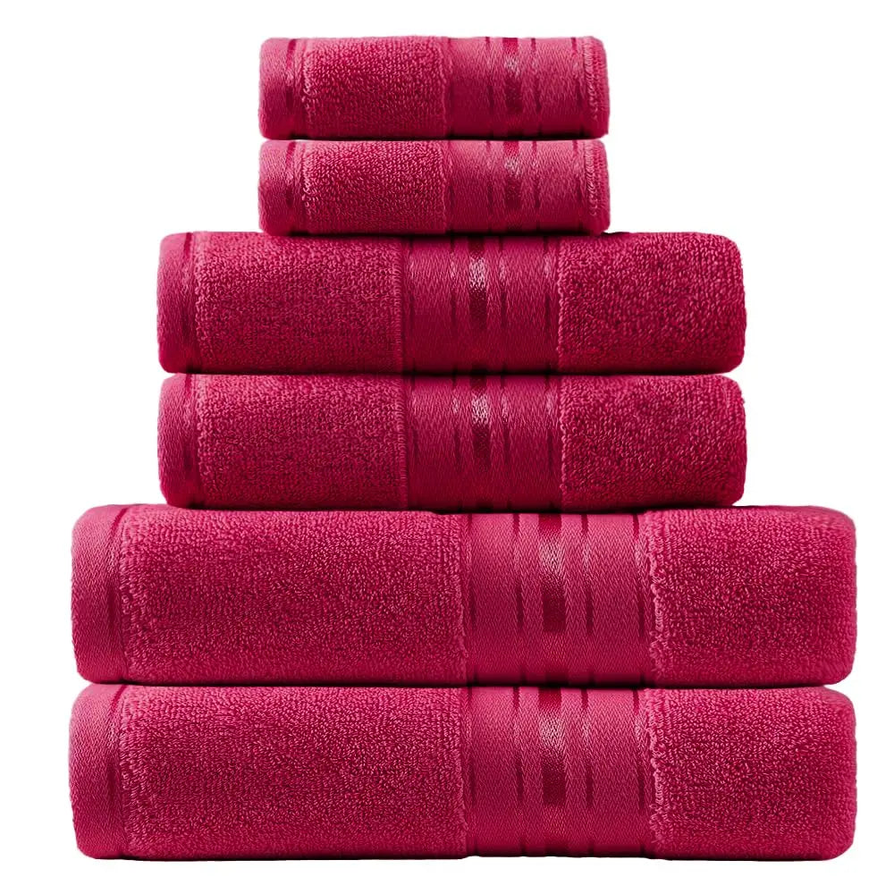 Luxury 6 Piece Towel Set, 2 Bath Towels 2 Hand Towel 2 Washcloths, 600 GSM 100% Cotton Turkish Towels for Bathroom, White Towel Sets