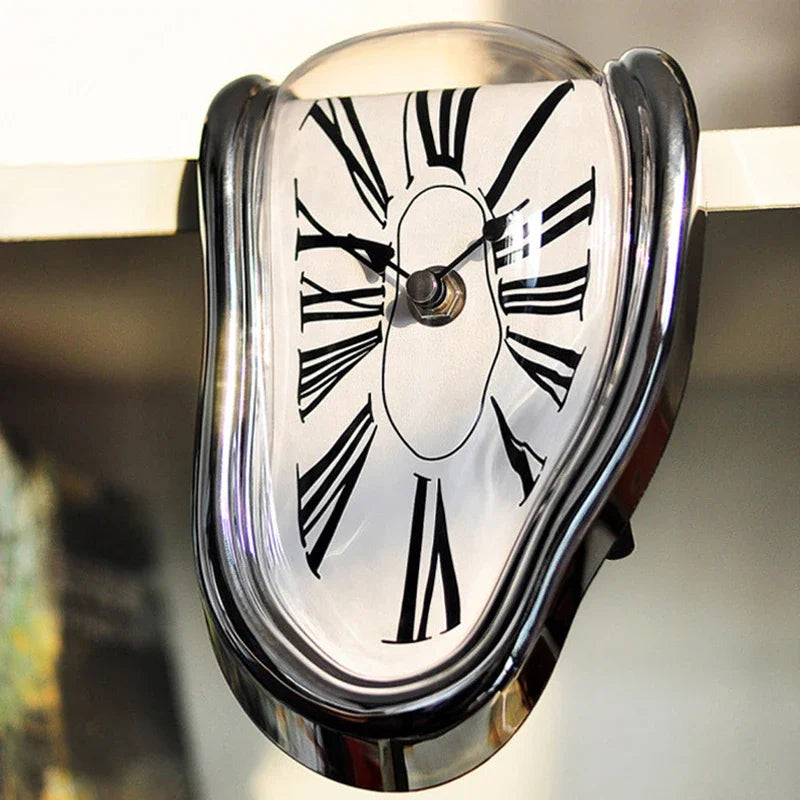 Surreal Melting Clock Silent Melted Wall Clock Salvador Dali Style Wall Watch for Decorative Home Office Shelf Desk Table Gift