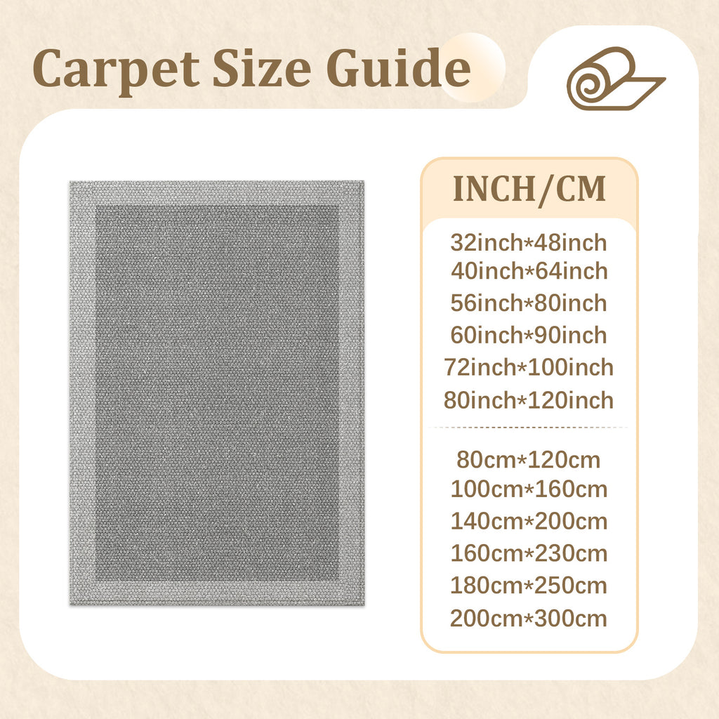 Large Indoor Area Rug, Soft Velvet Low Pile with Non-Slip Dotted Backing, Machine Washable Neutral Gray Textured Rug for Living Room Bedroom Modern Home Decor