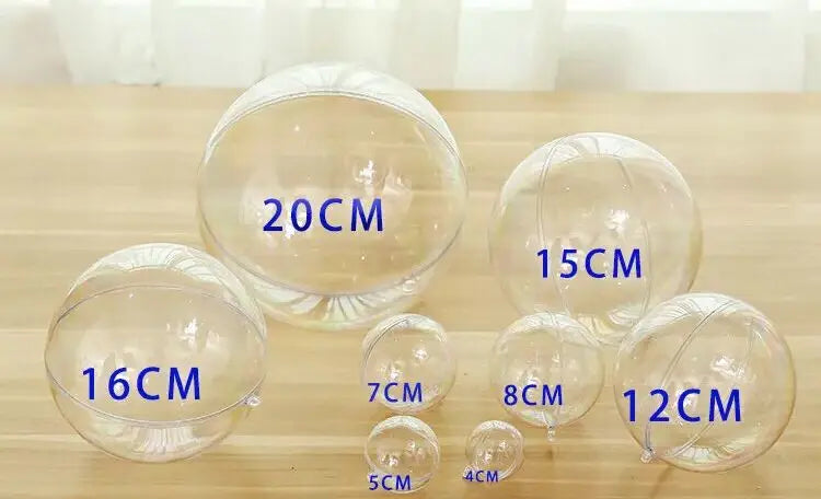 100Set Big16cm Acrylic Transparent Balls Clear Plastic for Wedding Candy Box Favors Gift Bag New Year Christmas Tree Wed Decor