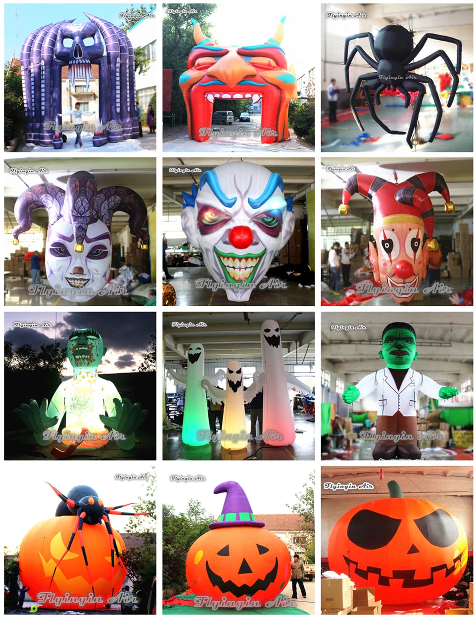 6m Giant Inflatable Scary Jester Horror Clown Air Blow Up Bloody Halloween Zombie for Haunted House Party Bar Decor