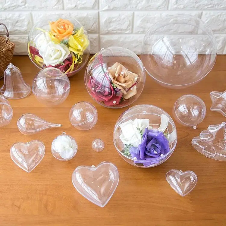 100Set Big16cm Acrylic Transparent Balls Clear Plastic for Wedding Candy Box Favors Gift Bag New Year Christmas Tree Wed Decor
