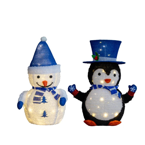 Xmas Gift LED Snowman Santa Claus Ornament with 100 Warm White LED Lights for Xmas Outdoor Indoor Decor Lighted Holiday Displays Christmas Tree Light Hanging Home Decor