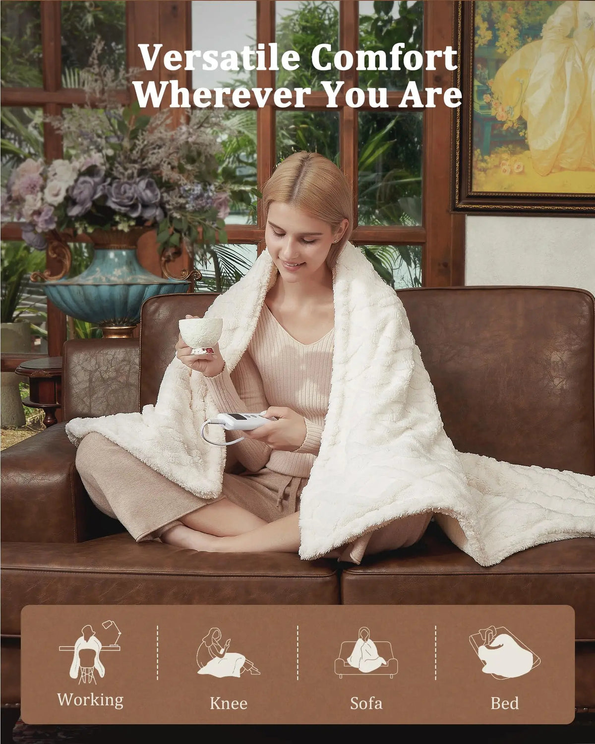 PlushWarm Electric Heated Throw Blanket 50"x60"