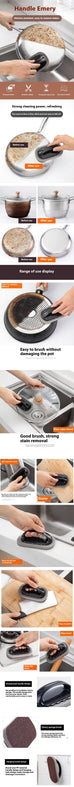 Magic Emery Sponge Brush Wipe Eraser Cleaner Kitchen Bath Rust Strong Decontamination Cleaning Tools With Handle Household Tools