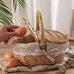 Handmade Wicker Picnic Basket With Handle Picnic Hamper Multi-Purpose Willow Woven Storage Box Outdoor Camping Fruit Basket