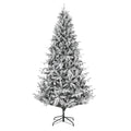 Snow Flocked Pre-Lit Artificial Christmas Tree with Warm White LEDs Hinged Sections & Red Berries 6-7.5ft Indoor Holiday Decor