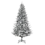 Snow Flocked Pre-Lit Artificial Christmas Tree with Warm White LEDs Hinged Sections & Red Berries 6-7.5ft Indoor Holiday Decor