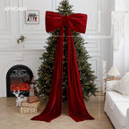 Fluffy velvet Christmas bows for background party room wall decorations Giant Christmas bows for Christmas tree decorations