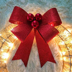 Metal Christmas Wreath Artificial Door Wreath Clear LED Lights Large Christmas Wreath with Warm Lights Christmas Wreath