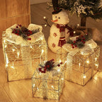 Christmas luminous wrought iron deer window decoration Christmas deer pull car with light gift box Christmas desktop bright