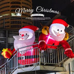 6FT Christmas Inflatables Roof Outdoor Decorations Climbing Santas Funny Hanging Santa Inflatable with Gift Bag for Window Eaves