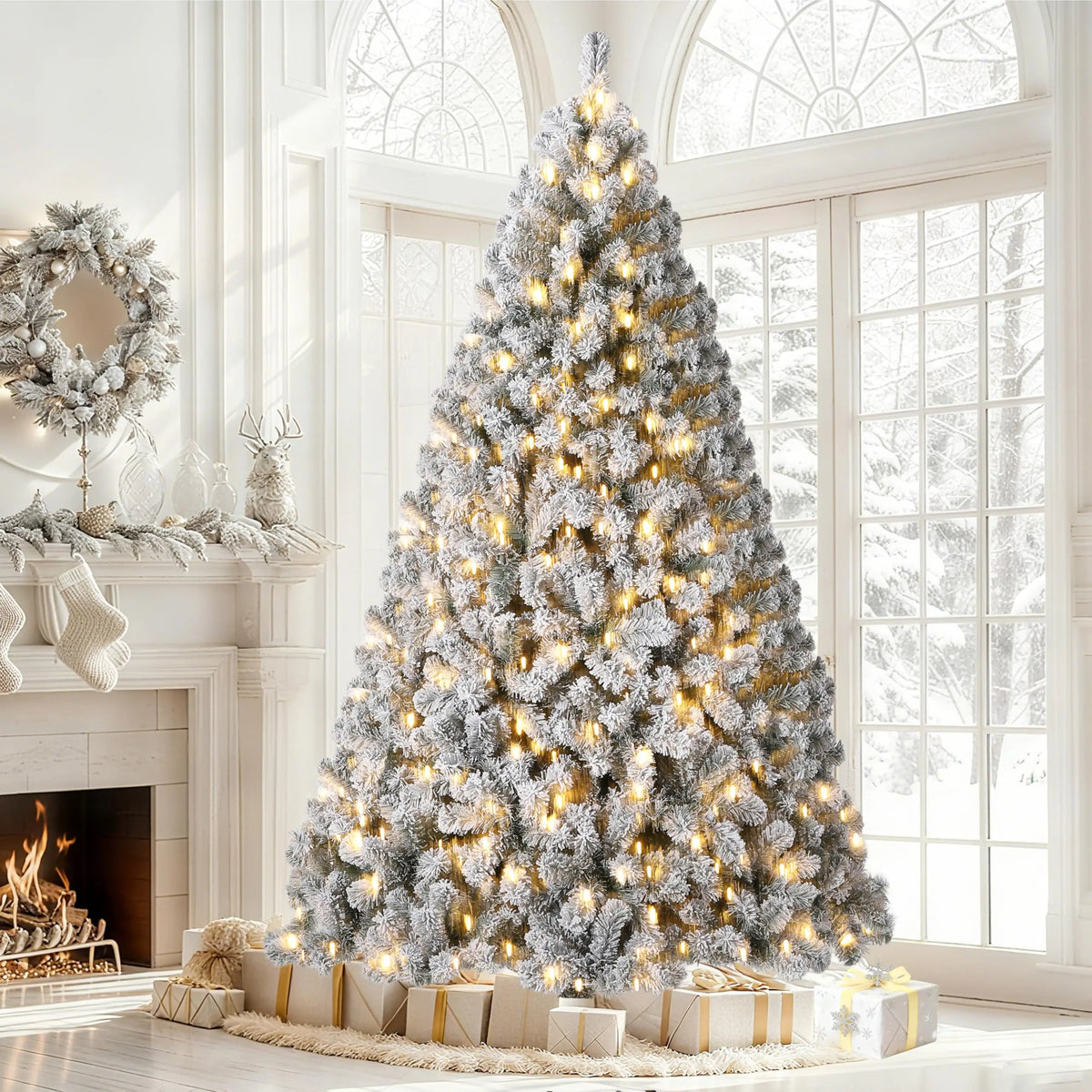 GardenGlow 6FT/7.5FT Flocked Artificial Christmas Tree