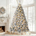 6FT/7.5FT Flocked Artificial Christmas Tree with Snowy Warm White LED Lights Hinged Divisions & Metal Stand  Soft Snow Fraser Fir Holiday Decor for Home & Office