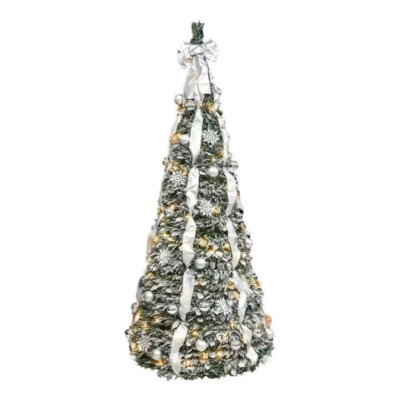 New 210cm/7ft Foldable Pre-Decorated Christmas Tree Pop-Up Festive Decoration Home Decor Portable Christmas Tree