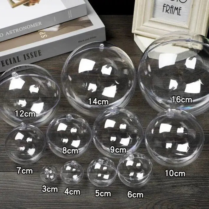 100Set Big16cm Acrylic Transparent Balls Clear Plastic for Wedding Candy Box Favors Gift Bag New Year Christmas Tree Wed Decor