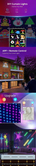 2026 Christmas Decorations Lights Outdoor LED Curtain Fairy Lamp App Control DIY Pattern Waterproof for Wedding Party Home Xmas