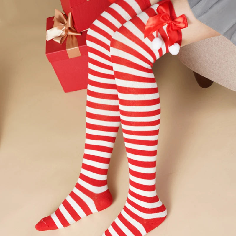 CandyCane Legs Women's Striped Thigh High Socks