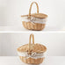 Handmade Wicker Picnic Basket With Handle Picnic Hamper Multi-Purpose Willow Woven Storage Box Outdoor Camping Fruit Basket