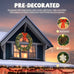 Christmas Wreath, Pre-Lit Artificial Christmas Garland Wreath with Red Bow Pine Cones Ball Ornaments, Remote Control LED Lights, Front Door Wall Window Holiday Decor for Home Party