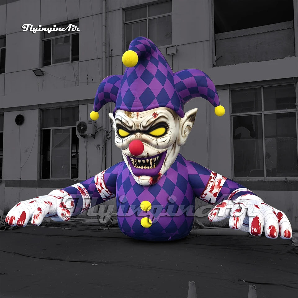 6m Giant Inflatable Scary Jester Horror Clown Air Blow Up Bloody Halloween Zombie for Haunted House Party Bar Decor