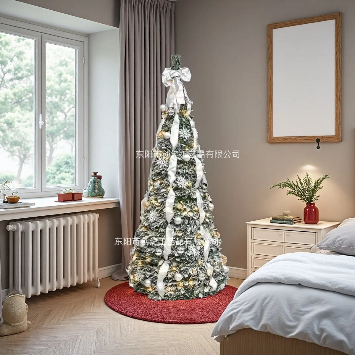 New 210cm/7ft Foldable Pre-Decorated Christmas Tree Pop-Up Festive Decoration Home Decor Portable Christmas Tree