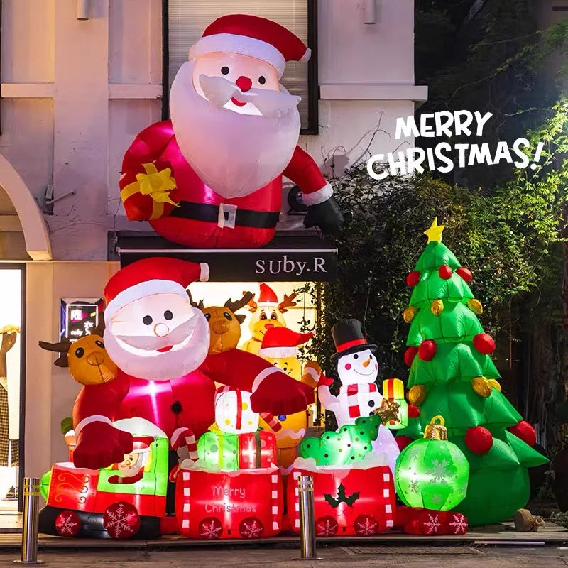 6FT Christmas Inflatables Roof Outdoor Decorations Climbing Santas Funny Hanging Santa Inflatable with Gift Bag for Window Eaves