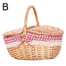 Handmade Wicker Picnic Basket With Handle Picnic Hamper Multi-Purpose Willow Woven Storage Box Outdoor Camping Fruit Basket
