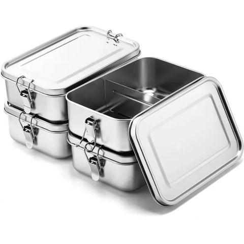 304 Stainless Steel 1200/2400ml Lunch Box Bento Box Metal Food Storage Container with Locking Clasp Suitable for Work and School