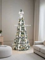 New 210cm/7ft Foldable Pre-Decorated Christmas Tree Pop-Up Festive Decoration Home Decor Portable Christmas Tree