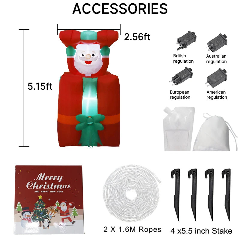 5FT 1.5M Christmas Inflatables Lifting Santa Claus with Cover Up and Down Outdoor Blow Up Xmas Decoration 2026 Party Yard Decor