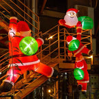 6FT Christmas Inflatables Roof Outdoor Decorations Climbing Santas Funny Hanging Santa Inflatable with Gift Bag for Window Eaves