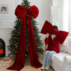 Fluffy velvet Christmas bows for background party room wall decorations Giant Christmas bows for Christmas tree decorations