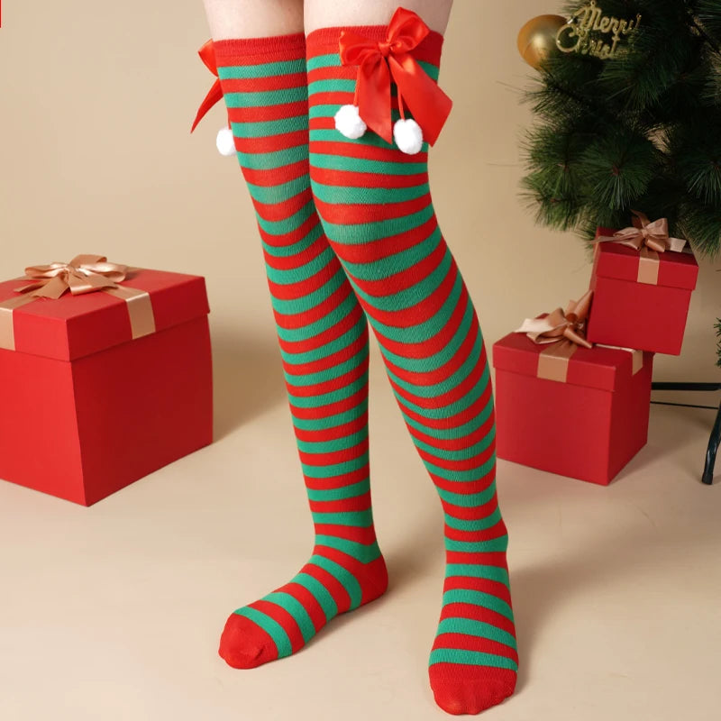 CandyCane Legs Women's Striped Thigh High Socks