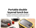 Double Layered Design With Fork And Spoon Fruit Bento Box For Easy Carrying, Microwave Safe, And Convenient Heating Lunch Box