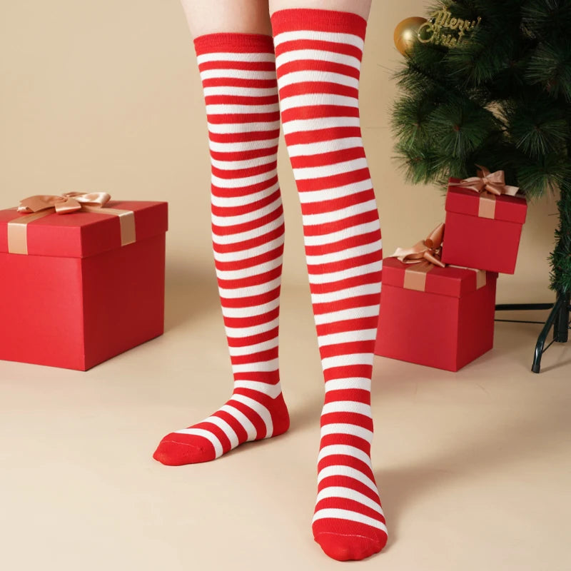 CandyCane Legs Women's Striped Thigh High Socks